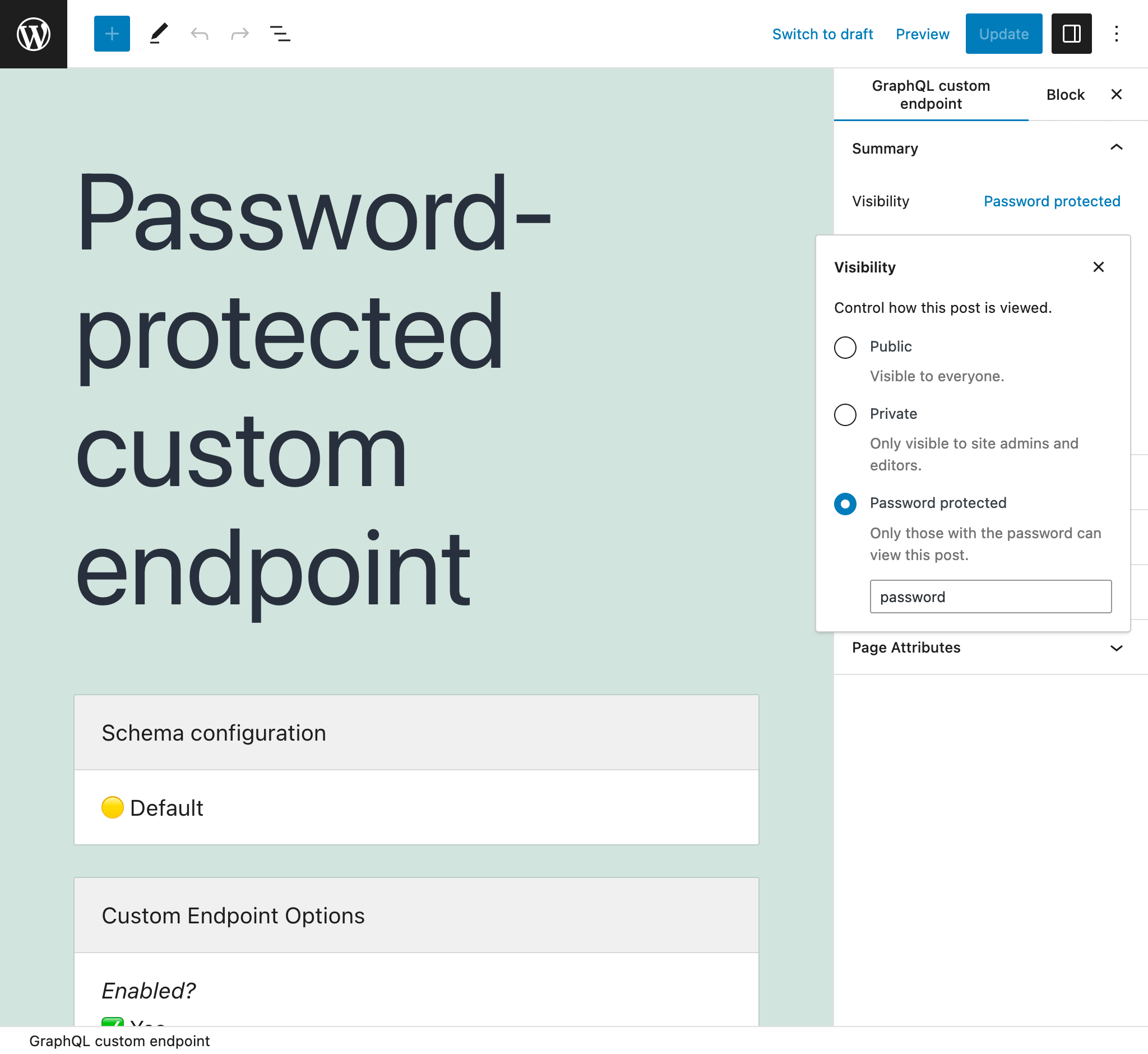 Password-protected Custom Endpoint