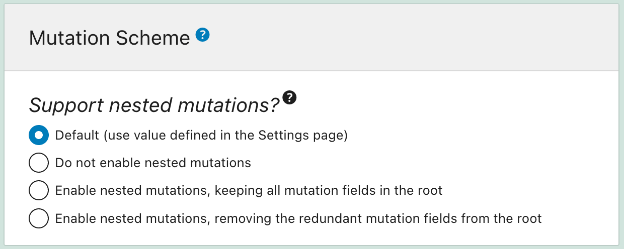 Mutation scheme in the schema configuration
